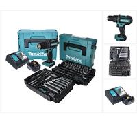 Makita DHP 482 RF1J Perceuse-visseuse à percussion sans fil 18 V + 120 pces accessoires + 1x batterie 3,0 Ah + chargeur + Makpac