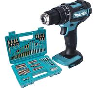 Makita DHP 482 Z Perceuse-visseuse à percussion sans fil 18 V 62 Nm + 102 pces Jeu de forets à embouts - sans batterie, sans chargeur