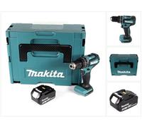 Makita DHP 485 T1J Perceuse visseuse à percussion sans fil 18 V Li-Ion + 1x Batterie 5,0 Ah + Coffret de transport - sans chargeur