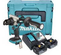 Makita DHP 492 RFJ Perceuse-visseuse à percussion sans fil 18 V 141 Nm Brushless + 2x batterie 3,0 Ah + chargeur + Makpac