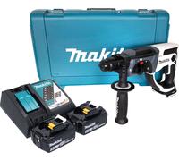 Makita DHR 202 RTW Marteau perforateur sans fil 18 V 20 mm 2,0 J blanc + 2x batterie 5,0 Ah + chargeur + coffret