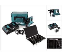 Makita DHR 280 PMJ Marteau perforateur sans fil 28 mm 2x 18 V pour SDS-PLUS en Makpac + 2x batterie 4,0 Ah + double chargeur + 17pcs. jeu de forets et burins