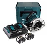 Makita DHS 782 PM2J Scie circulaire portative sans fil 36V (2x18V) 190 mm Brushless en Makpac + 2x 4,0 Ah batterie + double chargeur