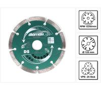 Makita Diamak 125 mm 25 pièces ( 25x D-61139 ) Disque diamanté pour pierre, béton, fixation 22,23 mm