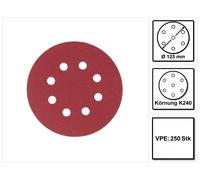 Makita Disque abrasif Velcro 125mm K240 pour DBO BO DCW DWE GEX PEX SXE BOS - 250 pcs. (5x P-43686)