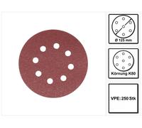 Makita Disque Abrasif velcro 125mm K80 pour DBO BO DCW DWE GEX PEX SXE BOS 250 pcs. (5x P-43642)
