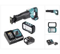 Makita DJR 187 RT Scie recipro sans fil 18 V Brushless + 1x assortiment de lames de scie réversible ( P-81290 ) + 1x 5,0 Ah Batterie + Ladegert