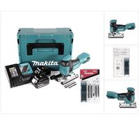 Makita DJV 181 RTJ Li-ion Scie sauteuse sans fil 18 V + 2x Batteries BL 1850 B 5,0 Ah + Chargeur Makita DC 18 RC + Assortiment Lames de Scie sauteuse Makita A ( B-44410 )