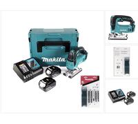 Makita DJV 182 RTJ Scie Sauteuse sans fil 18V Brushless 26mm + 2x Batteries BL1850B 5,0 Ah + Chargeur DC18RC + Coffret Makpac + Assortiment A de Lame de scie Makita ( B-44410 )