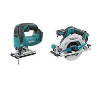 Makita DJV182Z Scie Sauteuse 18 V Li-Ion- Poignée étrier (Machine seule) & DHS680Z Scie circulaire Brushless 165mm 18V, Bleu