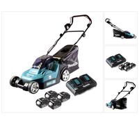 Makita DLM 382 PM4 batterie tondeuse 36 V ( 2x 18 V ) 38 cm 40 l + 4x batterie 4,0 Ah + double chargeur