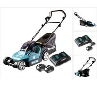 Makita DLM 382 PT2 Tondeuse à gazon sans fil 36 V ( 2x 18 V ) 38 cm 40 l + 2x Batteries 5,0 Ah + Chargeur double