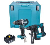 Makita DLX 2278 M1J Kit combiné batterie + perceuse-visseuse à percussion 54 Nm DHP 484 + marteau perforateur 1,2 J DHR 171 + 1x batterie 4,0 Ah + Makpac - sans chargeur