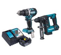 Makita DLX 2278 RF1 Kit combiné batterie + perceuse-visseuse à percussion 54 Nm DHP 484 + marteau perforateur 1,2 J DHR 171 + 1x batterie 3,0 Ah + chargeur