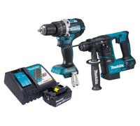 Makita DLX 2278 RG1 Kit combiné batterie + Perceuse-visseuse à percussion DHP 484 54 Nm + Marteau perforateur DHR 171 1,2 J + 1x batterie 6,0 Ah + chargeur