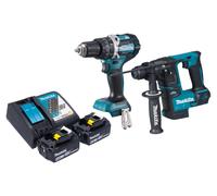 Makita DLX 2278 RM Kit combiné batterie + perceuse-visseuse à percussion 54 Nm DHP 484 + marteau perforateur 1,2 J DHR 171 + 2x batterie 4,0 Ah + chargeur de batterie