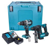 Makita DLX 2278 RM1J Kit combiné batterie + Perceuse-visseuse à percussion 54 Nm DHP 484 + Marteau perforateur 1,2 J DHR 171 + 1x batterie 4,0 Ah + chargeur + Makpac