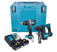 Makita DLX 2278 RTJ Kit combiné batterie + Perceuse-visseuse à percussion 54 Nm DHP 484 + Marteau perforateur 1,2 J DHR 171 + 2x batterie 5,0 Ah + chargeur + Makpac