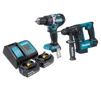 Makita DLX 2278 SF Kit combiné batterie + perceuse-visseuse à percussion 54 Nm DHP 484 + marteau perforateur 1,2 J DHR 171 + 2x batterie 3,0 Ah + chargeur de batterie