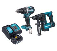 Makita DLX 2278 SF1 Kit combiné batterie + Perceuse-visseuse à percussion 54 Nm DHP 484 + Marteau perforateur 1,2 J DHR 171 + 1x batterie 3,0 Ah + chargeur