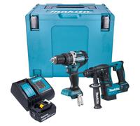 Makita DLX 2278 SG1J Kit combiné batterie + Perceuse-visseuse à percussion 54 Nm DHP 484 + Marteau perforateur 1,2 J DHR 171 + 1x batterie 6,0 Ah + chargeur + Makpac