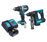 Makita DLX 2278 SM1 Kit combiné batterie + perceuse-visseuse à percussion 54 Nm DHP 484 + marteau perforateur 1,2 J DHR 171 + 1x batterie 4,0 Ah + chargeur