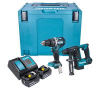 Makita DLX 2278 STJ Kit combiné batterie + Perceuse-visseuse à percussion 54 Nm DHP 484 + Marteau perforateur 1,2 J DHR 171 + 2x batterie 5,0 Ah + chargeur + Makpac