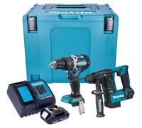 Makita DLX 2278 SY1J Kit combiné batterie + Perceuse-visseuse à percussion 54 Nm DHP 484 + Marteau perforateur 1,2 J DHR 171 + 1x batterie 1,5 Ah + chargeur + Makpac