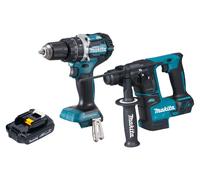 Makita DLX 2278 Y1 Kit combiné batterie + perceuse-visseuse à percussion 54 Nm DHP 484 + marteau perforateur 1,2 J DHR 171 + 1x batterie 1,5 Ah - sans chargeur