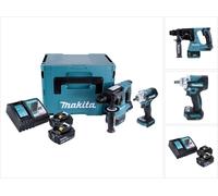 Makita DLX 2372 TJ Kit combiné marteau perforateur sans fil DHR 242 + visseuse à choc sans fil DTW 300 + 2x batterie 5,0 Ah + chargeur + Makpac