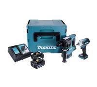 Makita DLX 2372 TJ Kit Combo Marteau perforateur sans fil DHR 242 hocs sans fil DTW 300 + 2x batterie 5,0 Ah + chargeur + Makpac
