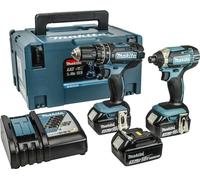 Makita DLX2131JX1 - Pack D'outils Sans-fil 18V Li-ion - Perceuse Visseuse À Percussion (DHP482) & Visseuse À Percussion (DTD152) - Batterie (3x 3,0 Ah) - MAKPAC
