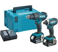Makita DLX2131MJ - Pack 2 Outil Sans Fil - 18V Li-ion - Perceuse Visseuse À Percussion (DHP482) & Visseuse À Percussion (DTD152) - 2 Batteries 4,0 Ah - MAKPAC