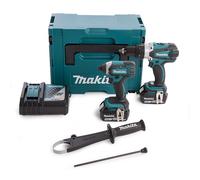 Makita DLX2145MJ - Pack 2 Outils Sans-fil - 18V Li-ion - Perceuse Et Boulonneuse -2 Batteries 4,0 Ah - Mbox