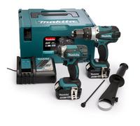 Makita DLX2145TJ - 2 Outils Sans-fil 18V Li-ion - Perceuse Visseuse À Percussion (DHP458) & Visseuse À Percussion (DTD152) - Batteries 2 5,0 Ah) - MAKPAC