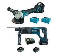 MAKITA DLX2153TJ1 batterie sada DGA504 + DHR241, 18V/2*5Ah, 2* systainer MAKPAC