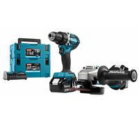 MAKITA DLX2190TJ1 Pack Sans-fil - 18 V Li-ion - Perceuse DDF484 & Meuleuse DGA504 - Batterie (2x 5,0 Ah) - MBOX