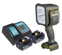 Makita DML 812 SM Projecteur portatif sans fil 18 V 1250 lm LED Olive Grn Outdoor Adventure Edition spéciale + 2x batterie 4,0 Ah + chargeur