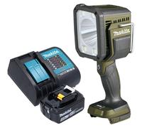 Makita DML 812 ST1 Projecteur portatif sans fil 18 V 1250 lm LED Olive Grn Outdoor Adventure Edition spéciale + 1x batterie 5,0 Ah + chargeur