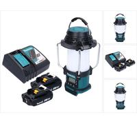Makita DMR 055 RA Radio sans fil 18 V FM avec lanterne 360 Lampe de poche + 2x batterie 2,0 Ah + chargeur