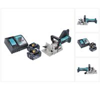 Makita DPJ 180 RM Fraiseuse rainureuse sans fil 18 V 100 mm + 2x batterie rechargeable 4,0 Ah + kit chargeur