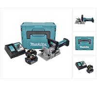 Makita DPJ 180 RTJ Machine à rainurer de batterie 18 V 100 mm + 2x Batteries 5,0 Ah + Chargeur + Makpac