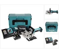 Makita DPJ 180 RYJ 18 V Li-Ion Fraiseuse rainureuse sans fil en Makpac + 2 x 1.5 Ah batterie + chargeur + chargeur de batterie