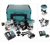 Makita DRT 50 RF1J X2 Affleureuse multifonctions sans fil, sans balai,18 V Li-Ion - avec module de fraisage + 1x Batterie 3 Ah + Chargeur + Makpac