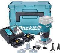 Makita DRT 52 RAJ Affleureuse sans fil 18 V 6 mm Brushless + 2x batterie 2,0 Ah + chargeur + Makpac