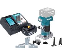 Makita DRT 52 RF1 Fraiseuse de bords sans fil 18 V 6 mm Brushless + 1x batterie 3,0 Ah + chargeur