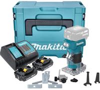 Makita DRT 52 SAJ Affleureuse sans fil 18 V 6 mm Brushless + 2x batterie 2,0 Ah + chargeur + Makpac
