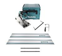 Makita DSP 600 ZJ Scie plongeante sans fil 36V (2x 18V) Brushless + 2x rail de guidage + serre-joints + connecteur de rail de guidage + guide parallèle ( 165447-6 ) + Makpac - sans batterie, sans char