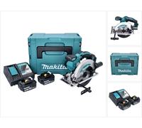 Makita DSS 610 RMJ Scie circulaire à main sans 18V 165 mm Li-ion + 2x Batteries Makita BL 1840 B 18V - 4Ah Li-Ion + Chargeur + Coffret MAKPAC taille 3 + Insert