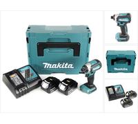 Makita DTD 153 RFJ Visseuse à percussion sans fil 18V, sans balai + 2x Batteries BL 1850 B 5,0 Ah + Chargeur rapide DC 18 RC + Makpac 2